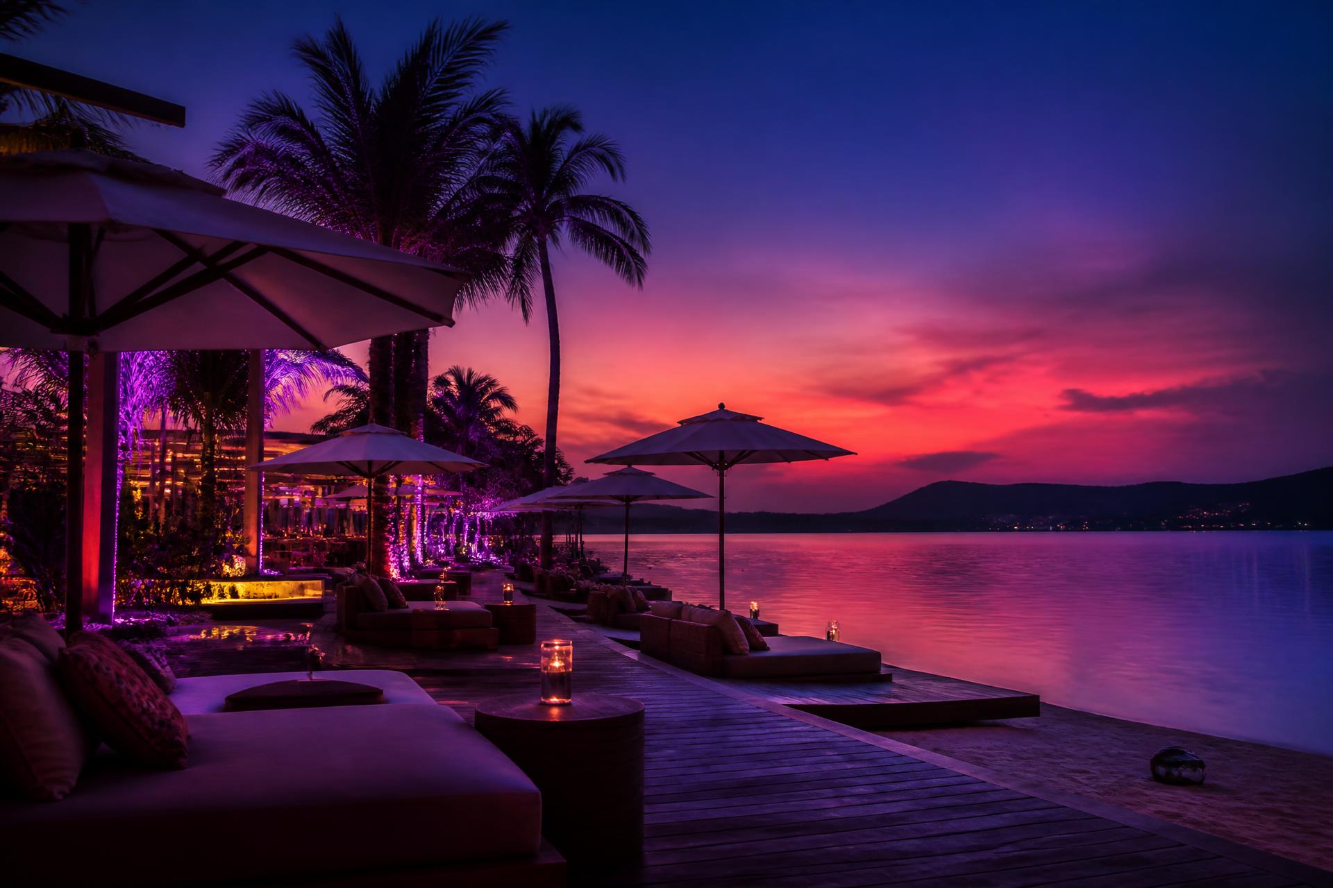 Naplementés beach club a Lupa-tónál